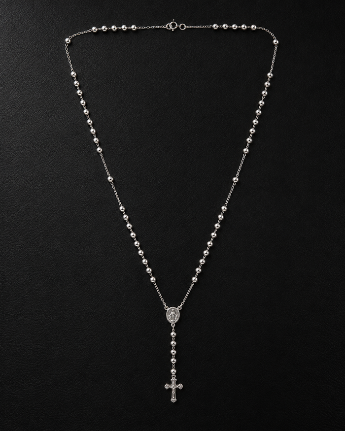 Cadena Rosario 001 Plata 925 — 60 cm