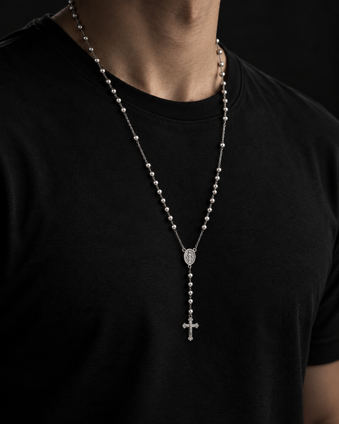 Cadena Rosario 001 Plata 925 — 60 cm